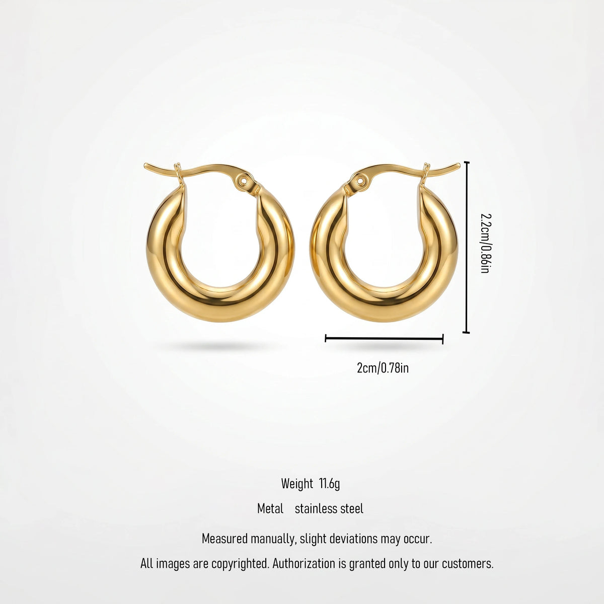 QIAOREN 12412 Waterproof Tarnish Free Chunky Balloon Hoops Gold Stainless Steel Puffy Bellied Teardrop French Clasp Earrings US