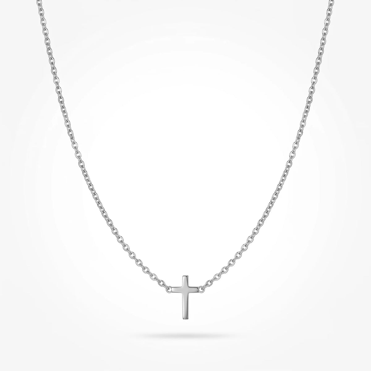 QIAOREN 10539 Trendy Women's Stainless Steel Gold Plated Cross Pendant Necklace with Vertical Cross Design