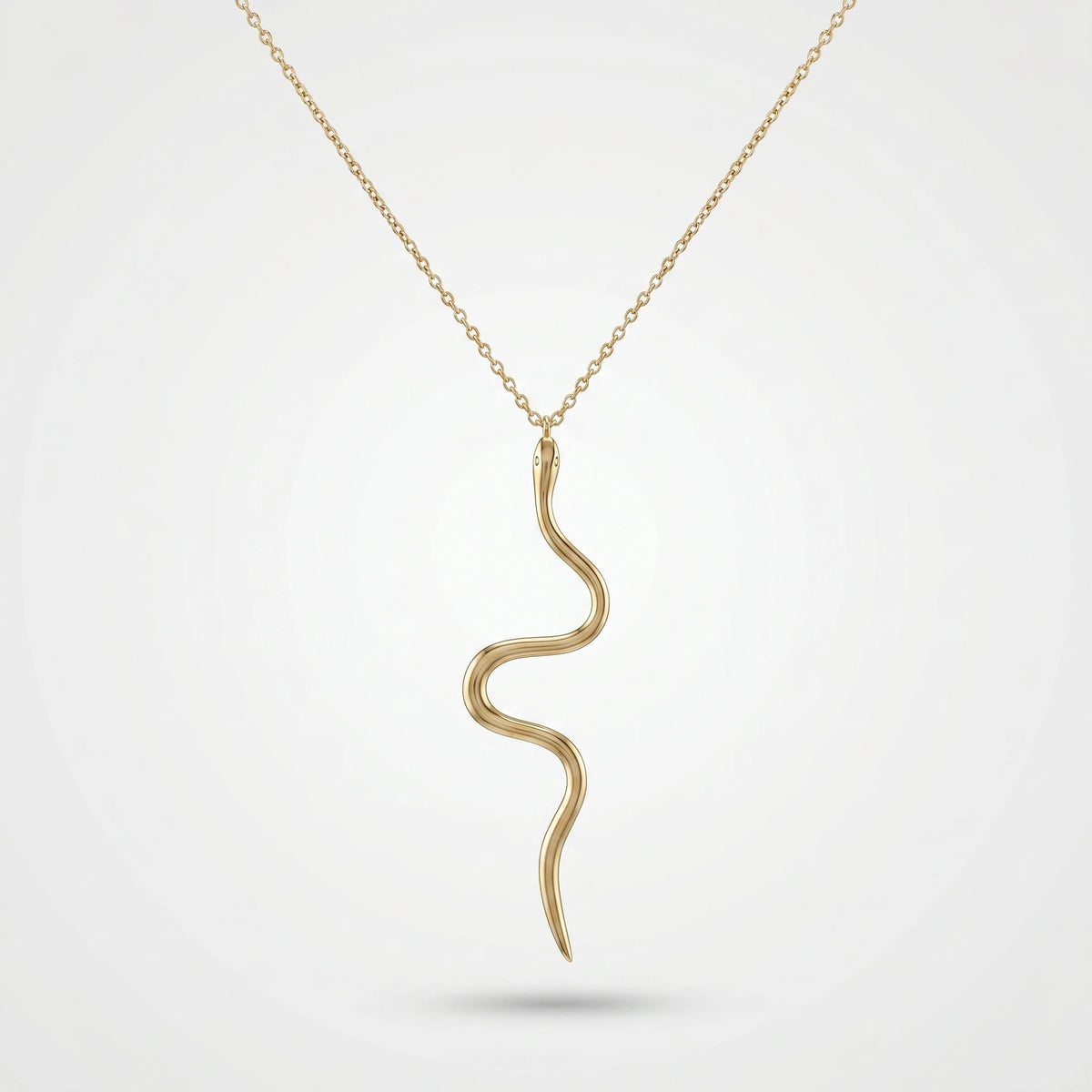 QIAOREN 11241 Delicate Edgy Snake Pendant Necklace 18K Gold Plated Stainless Steel Everyday Wear Jewelry for Women