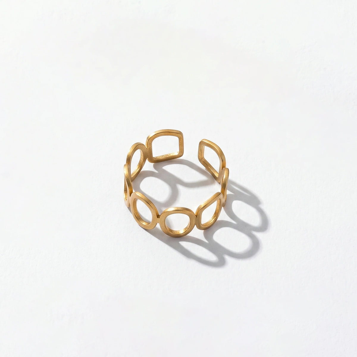 QIAOREN 10707 You & Me Engraved Gold Ring Set - 5Pcs Hypoallergenic Stainless Steel Open Rings