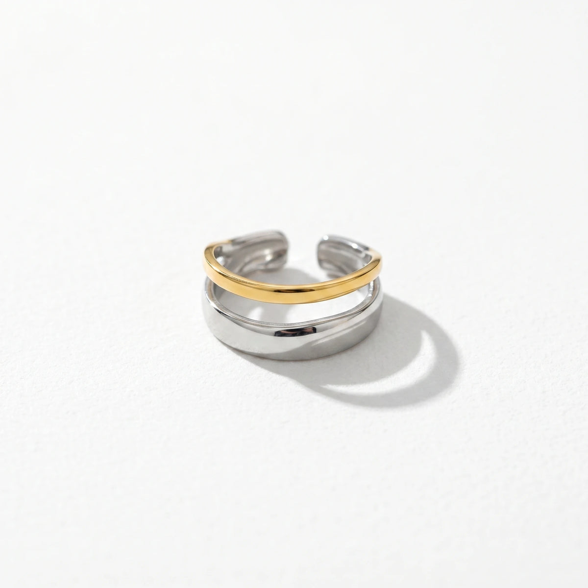 QIAOREN 13021-25 Gold Silver Plated Adjustable Open Stack Ring Set for Women Minimalist Geometric Statement Rings
