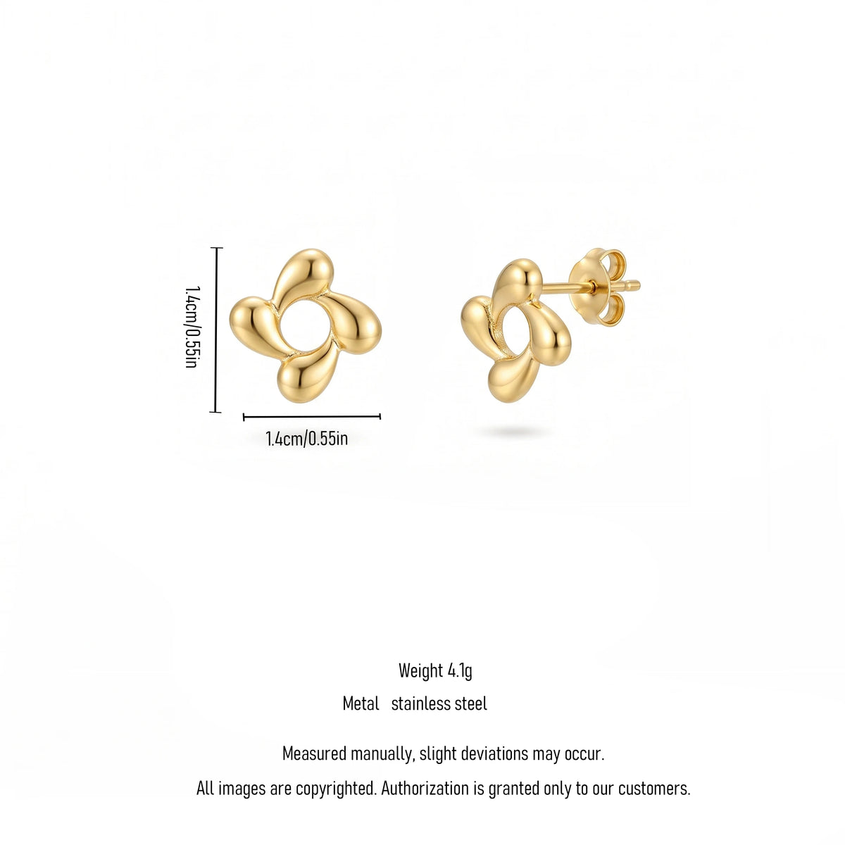 QIAOREN 13965-66 Stainless Steel Flower Stud Earrings Gold Floral Earrings Minimalist Dainty Jewelry for Women