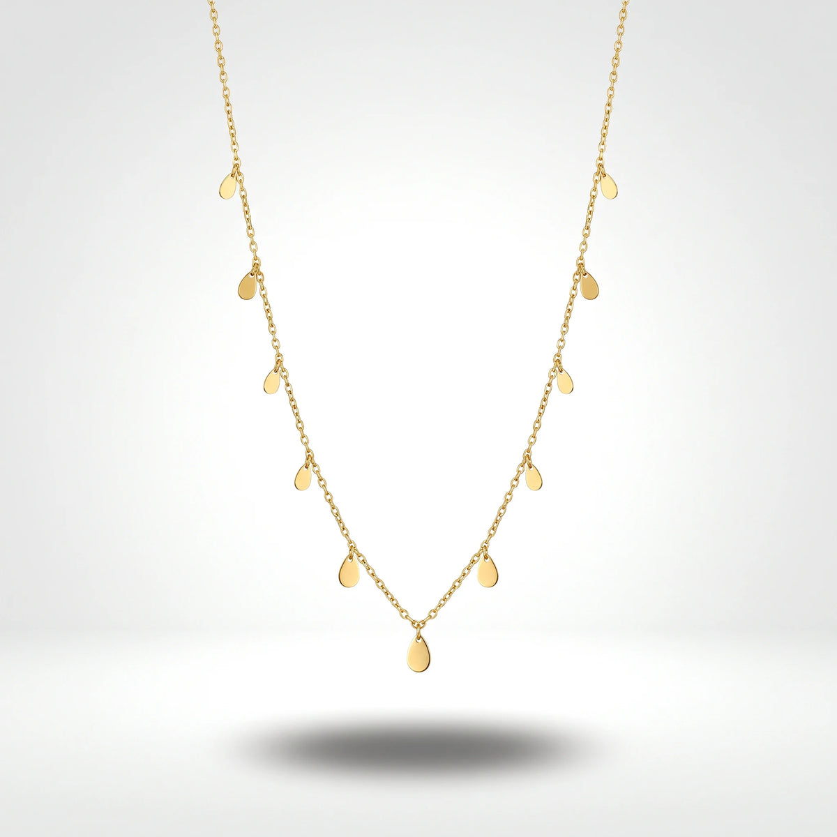 QIAOREN 13570 Gold Stainless Steel Teardrop Charm Necklace with Dainty Drop Pendant Minimalist Fashion Jewelry for Women