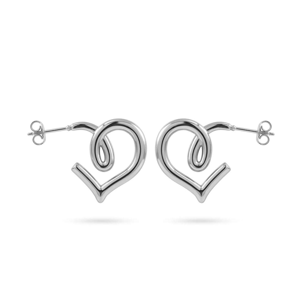 QIAOREN 12394 Waterproof Tarnish Free Infinity Knot Heart Earrings 18K Gold Plated Stainless Steel Sleek Swirl C-Hoops Party