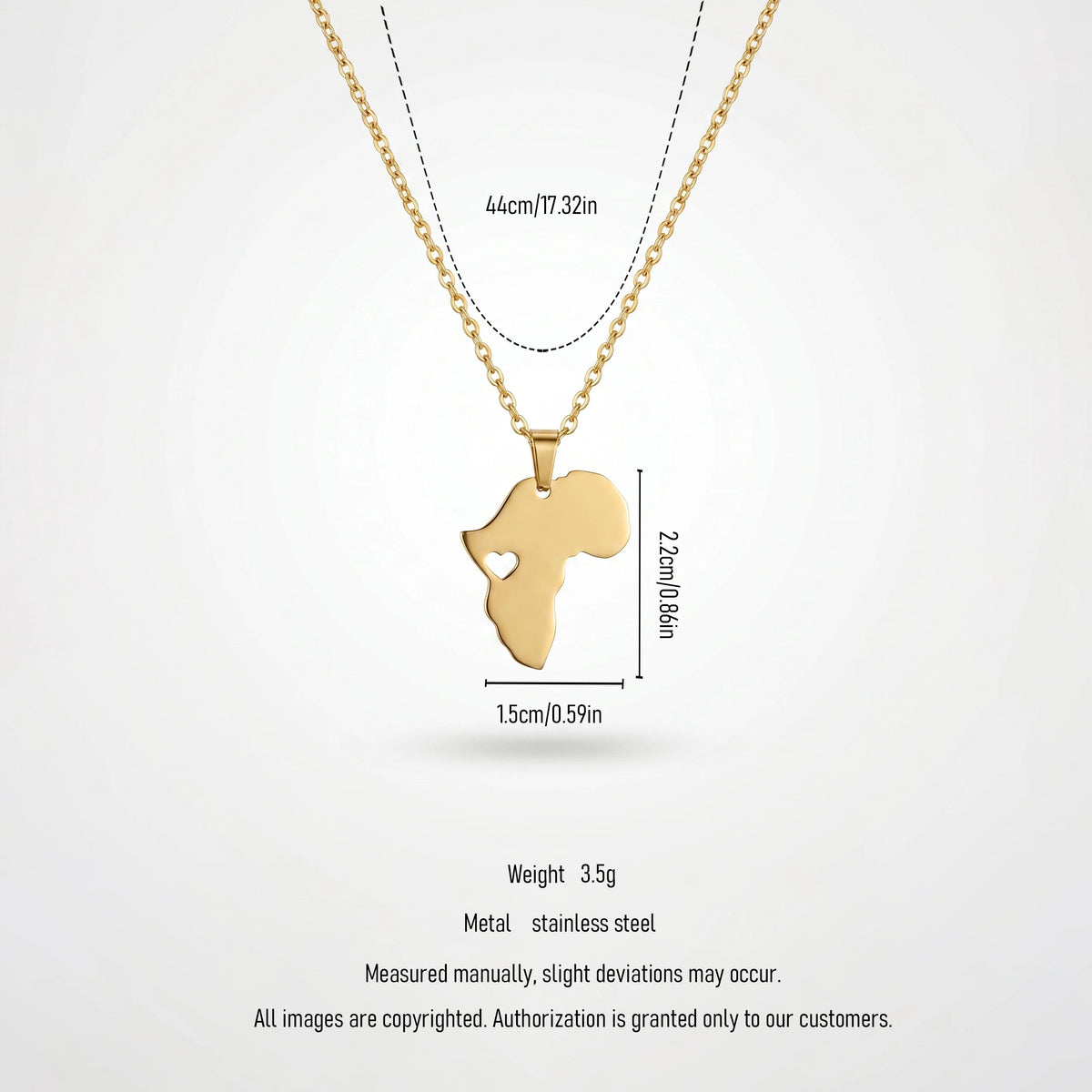 QIAOREN 11971 USA Popular Non Tarnish Stainless Steel Ethnic Africa Continent Pendant Necklace Trendy Ladies Daily Wear Jewelry