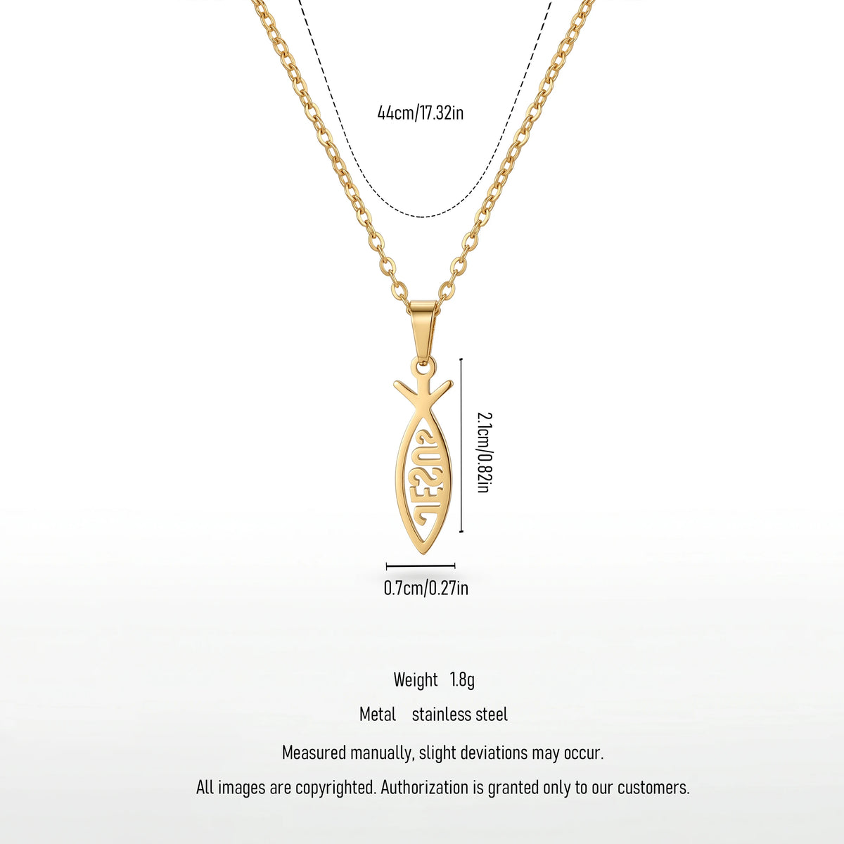 QIAOREN 11681 Boho Beach Fish Necklace 18K Gold Stainless Steel Cutout Letters Vacation Jewelry