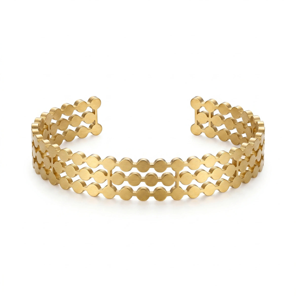 QIAOREN 12710 Boho Irregular Big Small Sculpted Flower Open Gold Bangle Stainless Steel Hollow Stackable Bracelet Wholesale