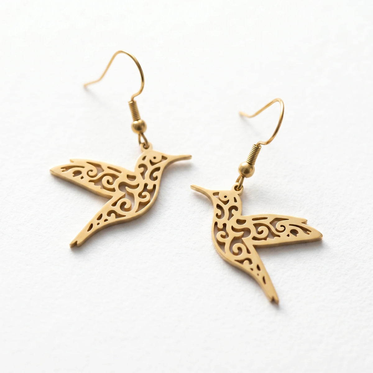 QIAOREN 10955 Hypoallergenic Stainless Steel Women's Trendy Party Earrings 18K Gold Plated Waterproof Tarnish Resistant Earrings