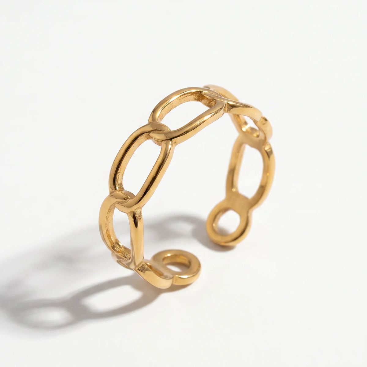 QIAOREN Stainless Steel Stackable Rings Set PVD Gold Plated Adjustable Open Ring Jewelry for Women