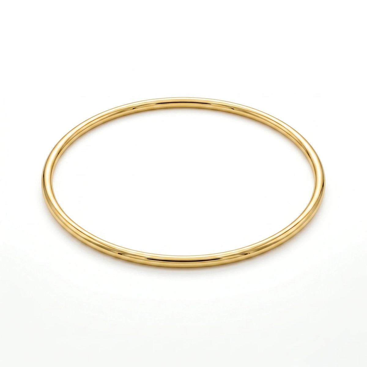 QIAOREN 12781 Stainless Steel Thin Gold Round Bangle Polished Plain Minimal Stack Wrist Bracelet for Women