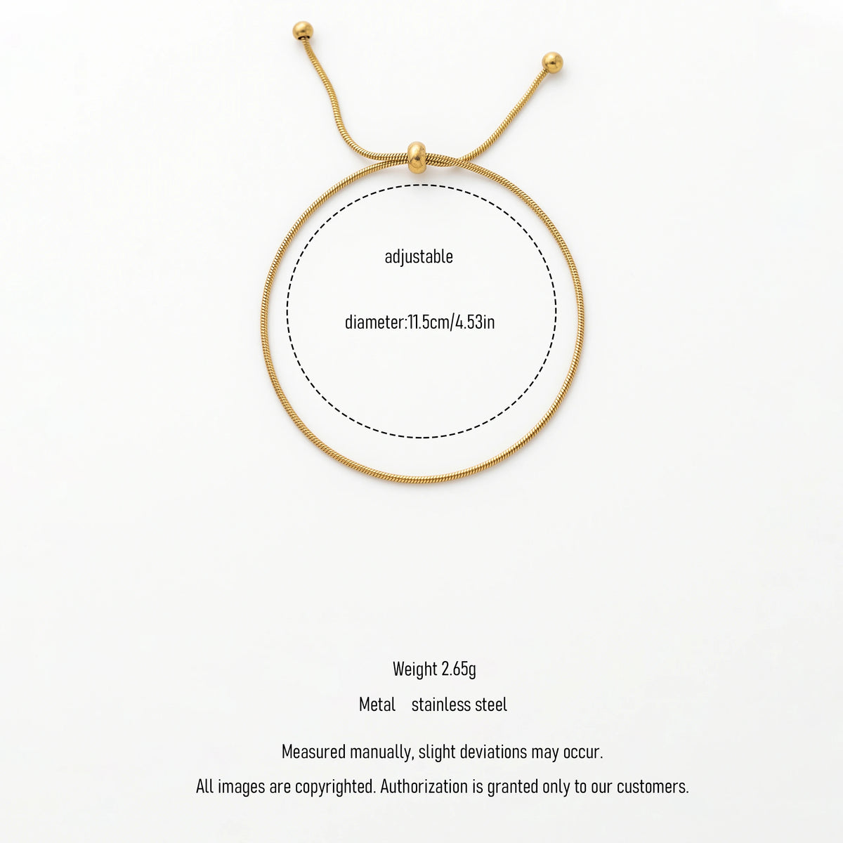 QIAOREN 13300 Thin Chain Bracelet Gold Plated Steel Adjustable Slider Waterproof Minimalist Women Daily Wrist Jewelry Gift