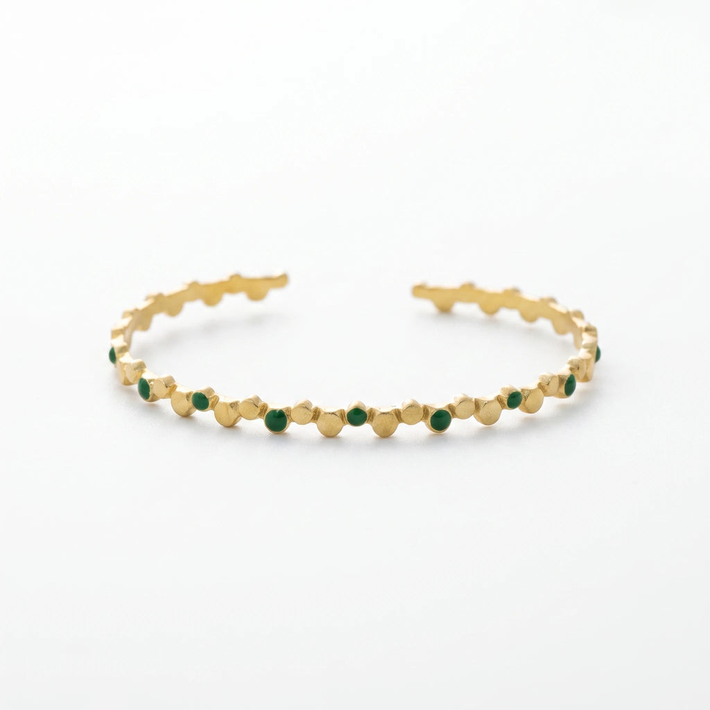 QIAOREN 14121-22 Stainless Steel Beaded Open Cuff Bracelet Gold Waterproof Minimalist Jewelry OEM ODM