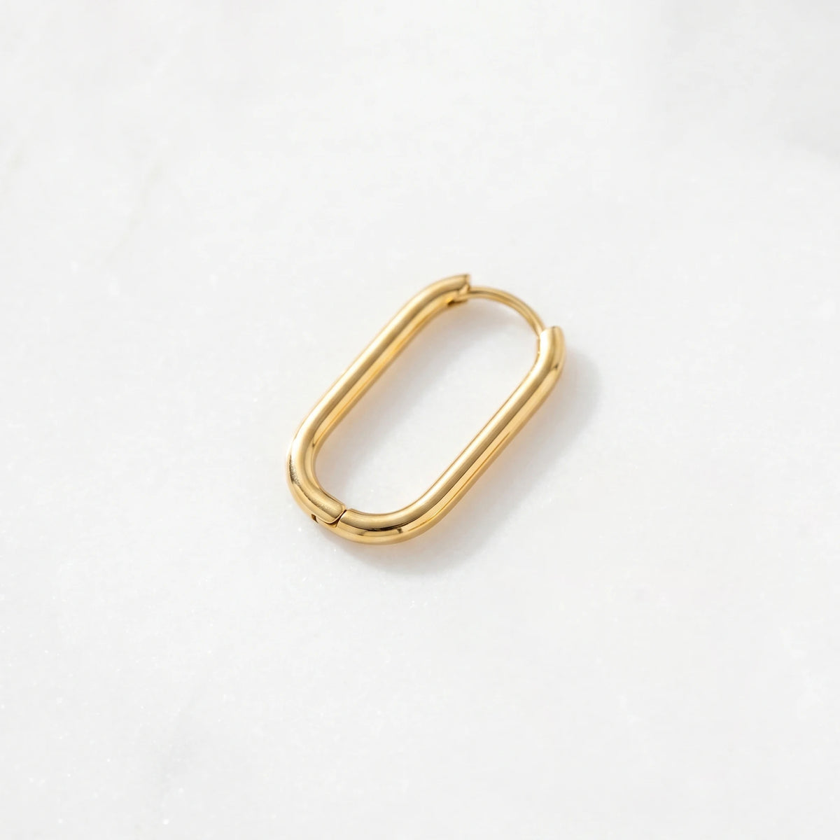 QIAOREN 12601 High Polished Long Oval Tube Ear Buckle Waterproof Stainless Steel 18K Gold  Hoops Anti-allergy Trendy Accessory