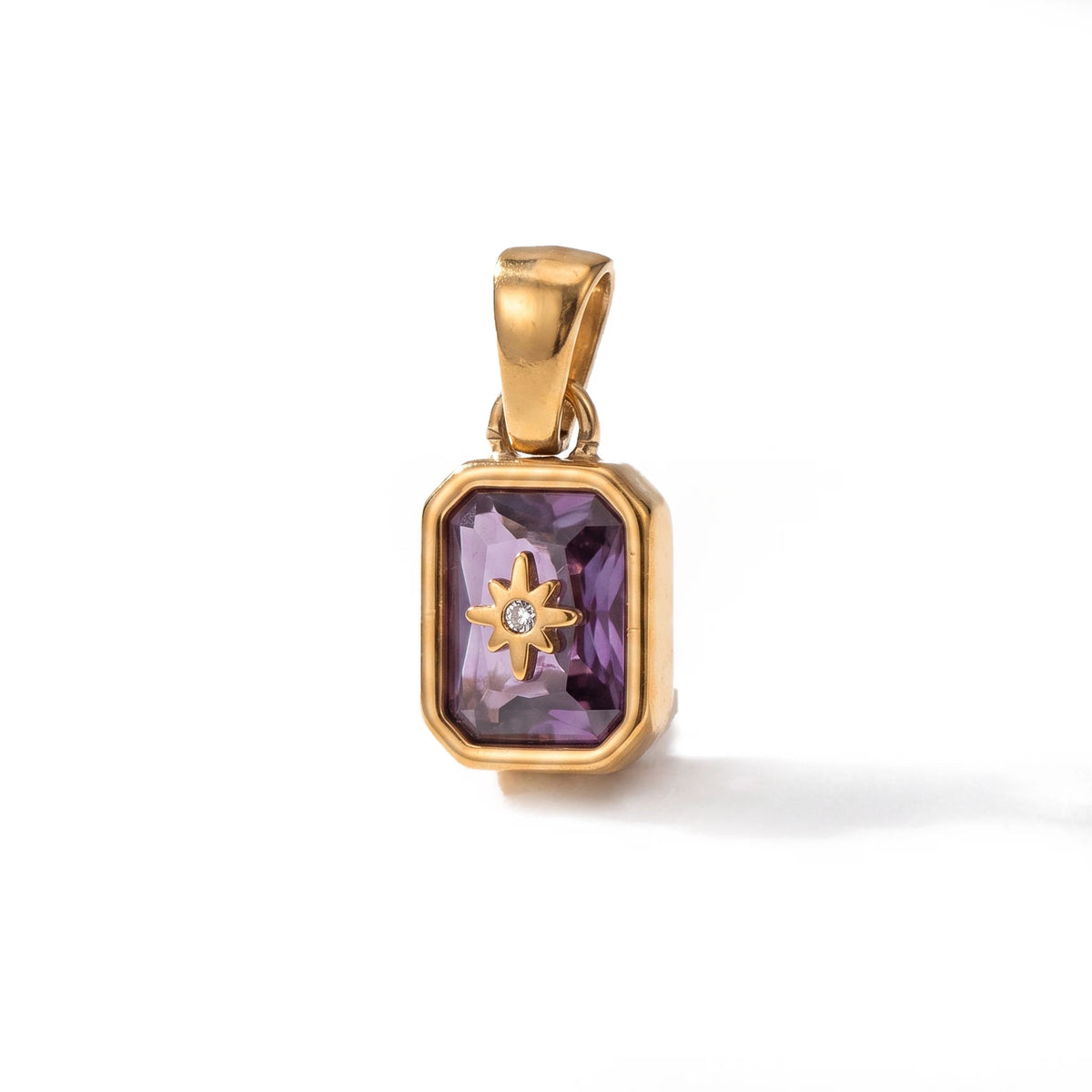 QIAOREN 13882-93 Polished Gold Vintage Birthstone Rectangle Charm for Necklace Making DIY Jewelry Gift