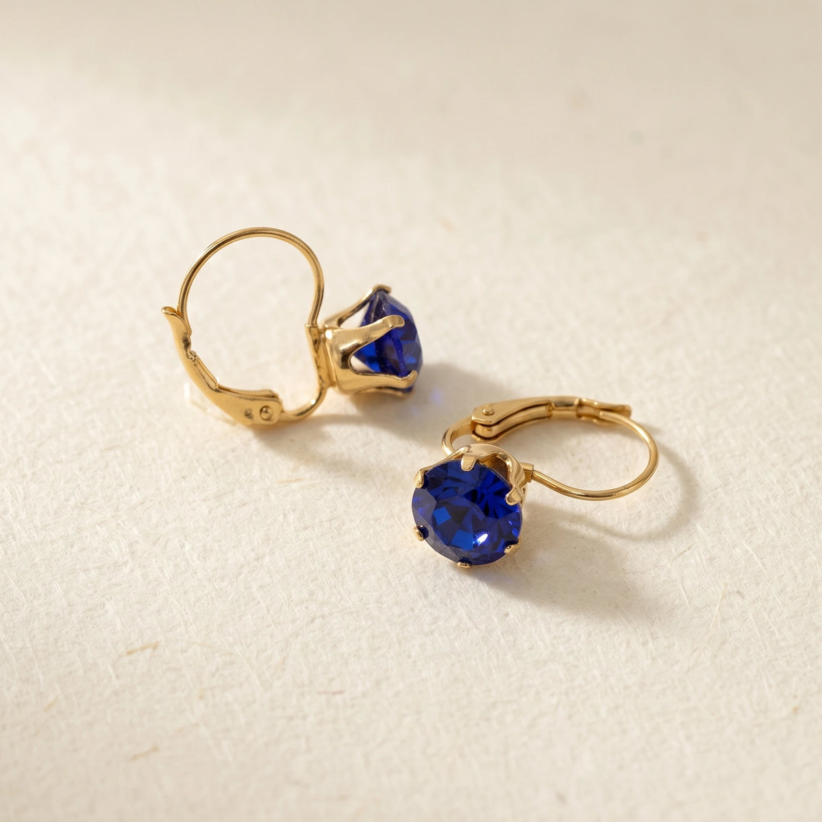 QIAOREN 12217-20  Waterproof Stainless Steel Gold Plated Round CZ Leverback Earrings Colorful Crystal Hoops for Women