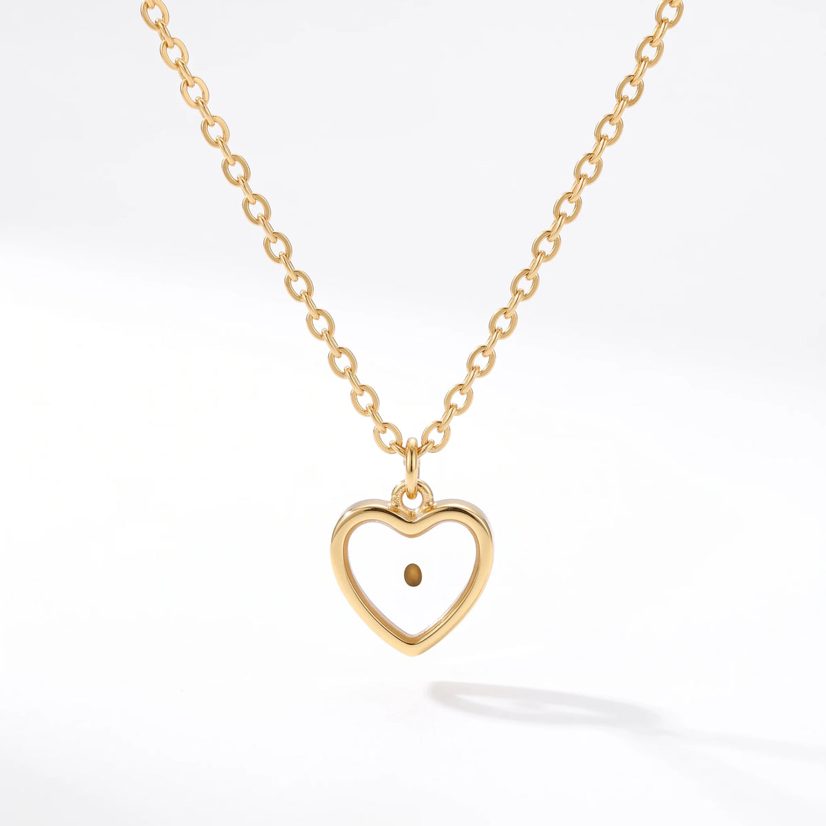 QIAOREN 13416 Stainless Steel Mustard Seed Heart Necklace Faith Christian Pendant Inspirational Jewelry for Women
