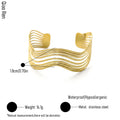 QIAOREN 14112 Stainless Steel Wave Open Cuff Bracelet Gold Minimalist Layered Waterproof Jewelry OEM ODM