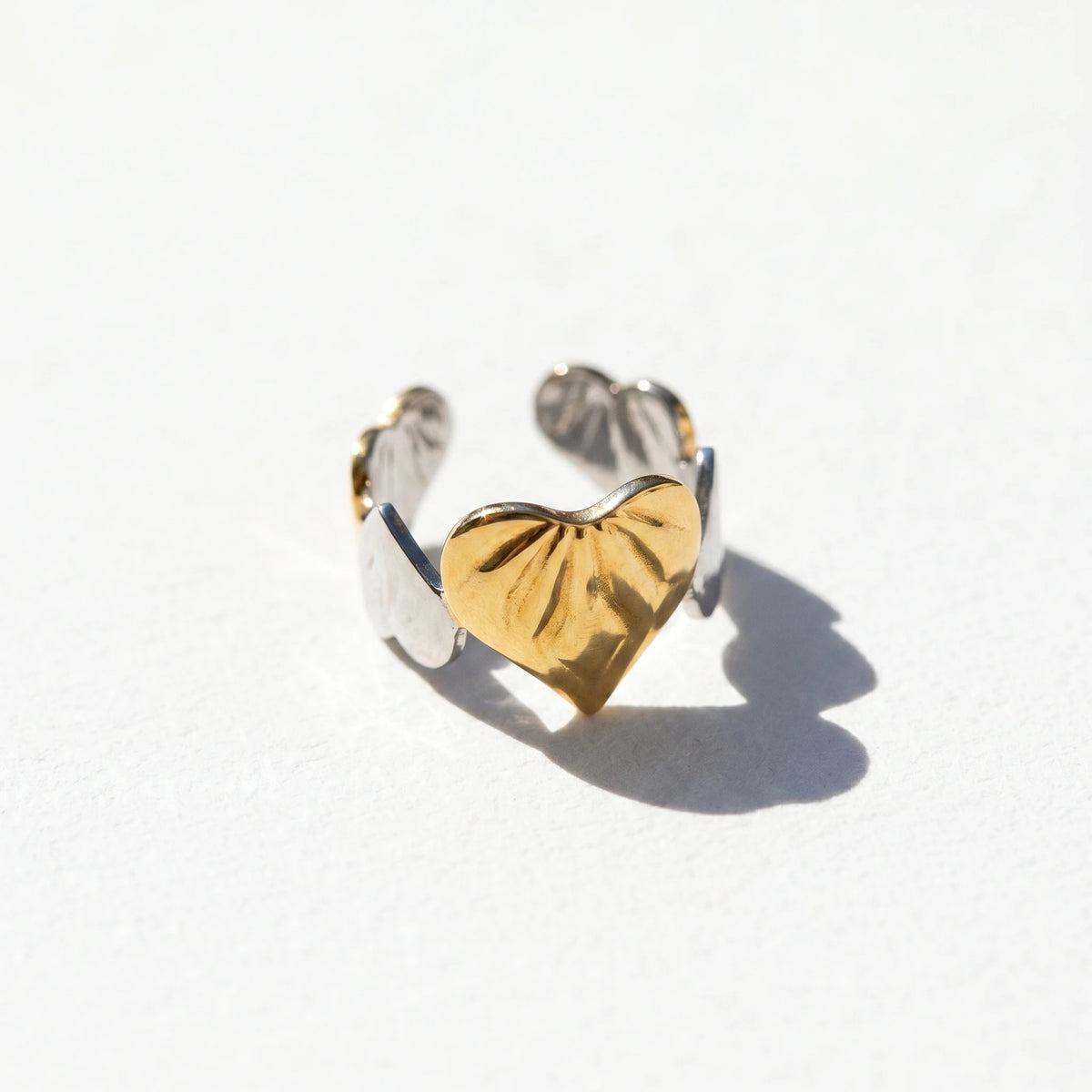 QIAOREN 13026-30 Gold Silver Plated Adjustable Open Stack Ring Set for Women Minimalist Geometric Statement Rings