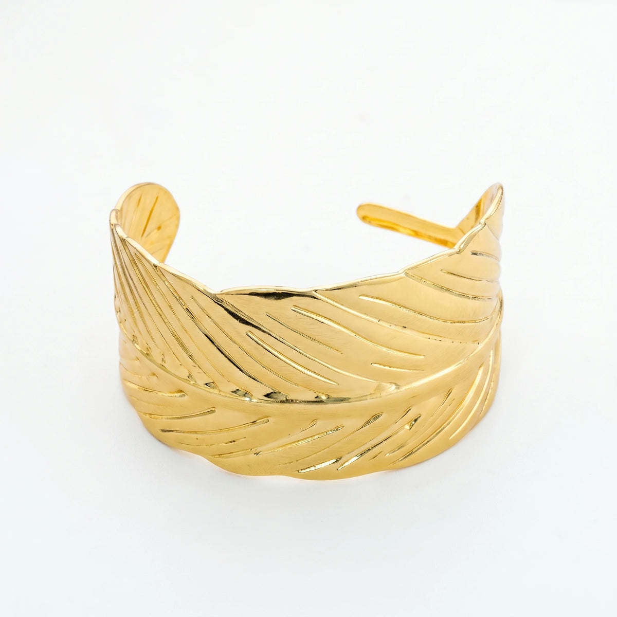 QIAOREN 12710 Boho Irregular Big Small Sculpted Flower Open Gold Bangle Stainless Steel Hollow Stackable Bracelet Wholesale