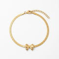 QIAOREN 10639 Stainless Steel Butterfly Bow Bracelet for Women's Trendy Gift Occasion Casual Daily Wear Gold Plated