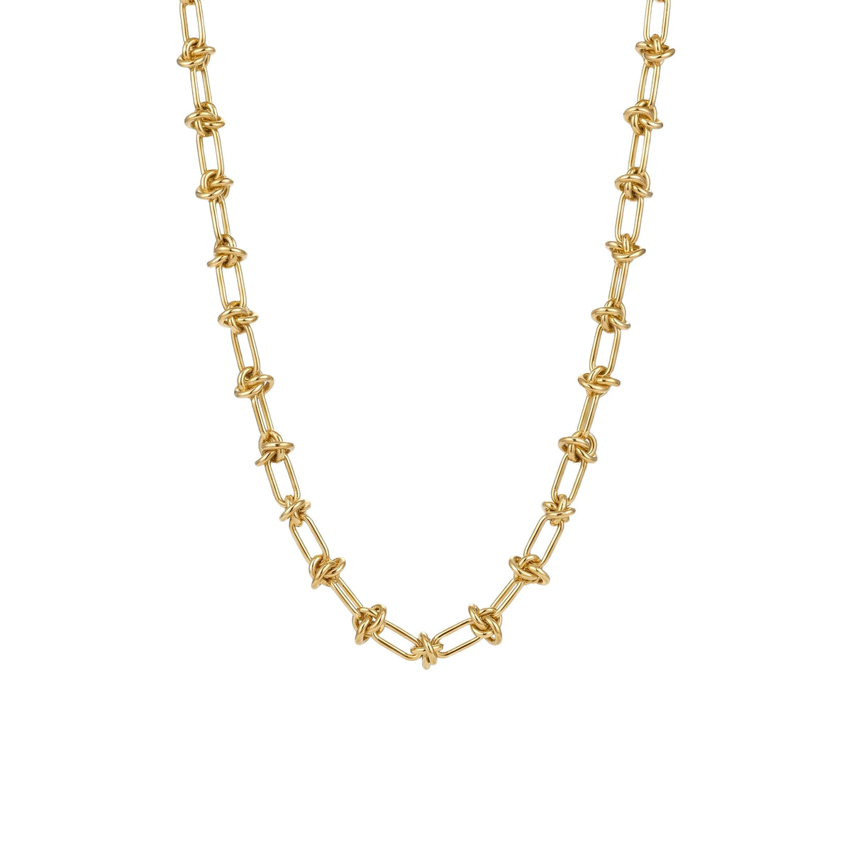 QIAOREN 11967European Hot Selling Hypoallergenic Stainless Steel  Knot Chain Necklace Twisted Knot Paperclip Link Necklaces