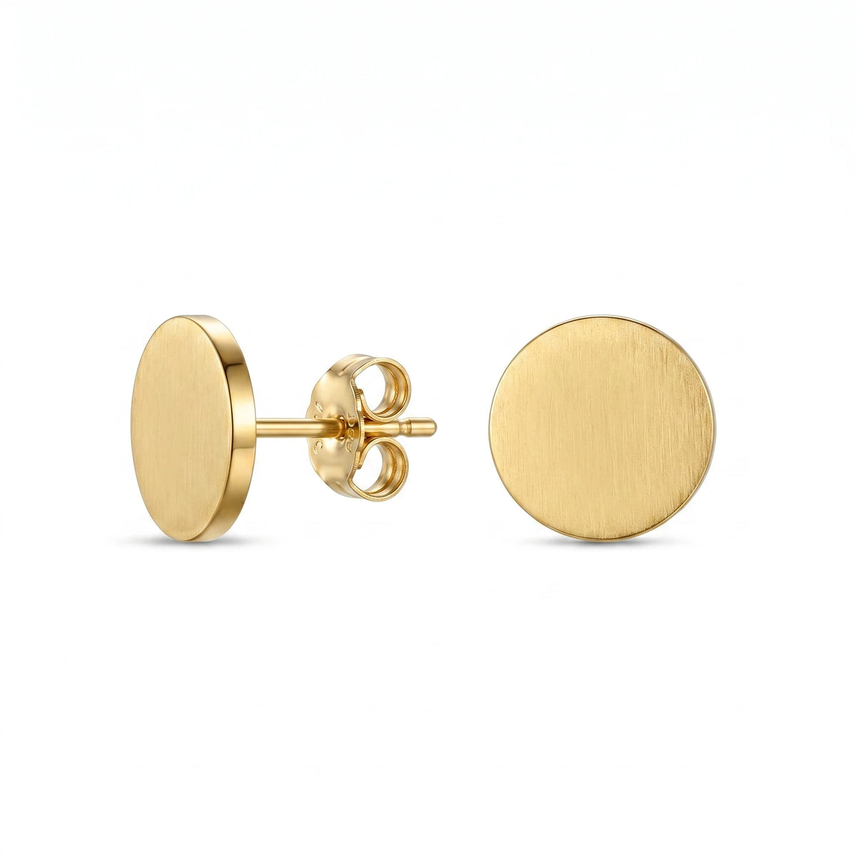 QIAOREN 11200 Elegant Solid Circle Stud Earrings Waterproof Stainless Steel Gold Minimalist Fashion Jewelry