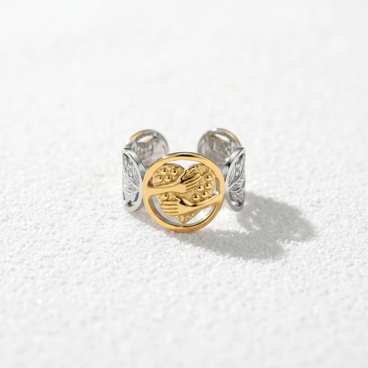 QIAOREN 13026-30 Gold Silver Plated Adjustable Open Stack Ring Set for Women Minimalist Geometric Statement Rings