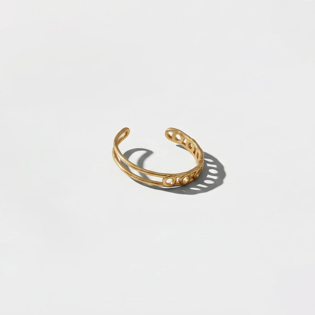 QIAOREN 5Pcs Vintage 18K PVD Gold Stainless Steel Rings Set Tarnish Free Adjustable Stackable Textured Open Cuff Rings for Women