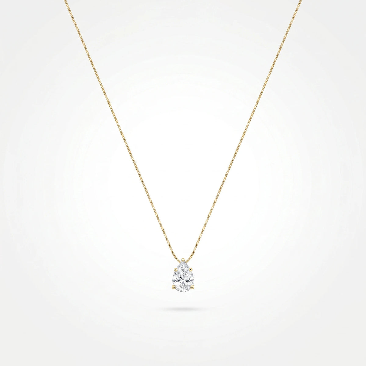 QIAOREN 13168 Stainless Steel Pear Cut CZ Solitaire Pendant Necklace Gold Plated Minimalist Dainty Jewelry for Women