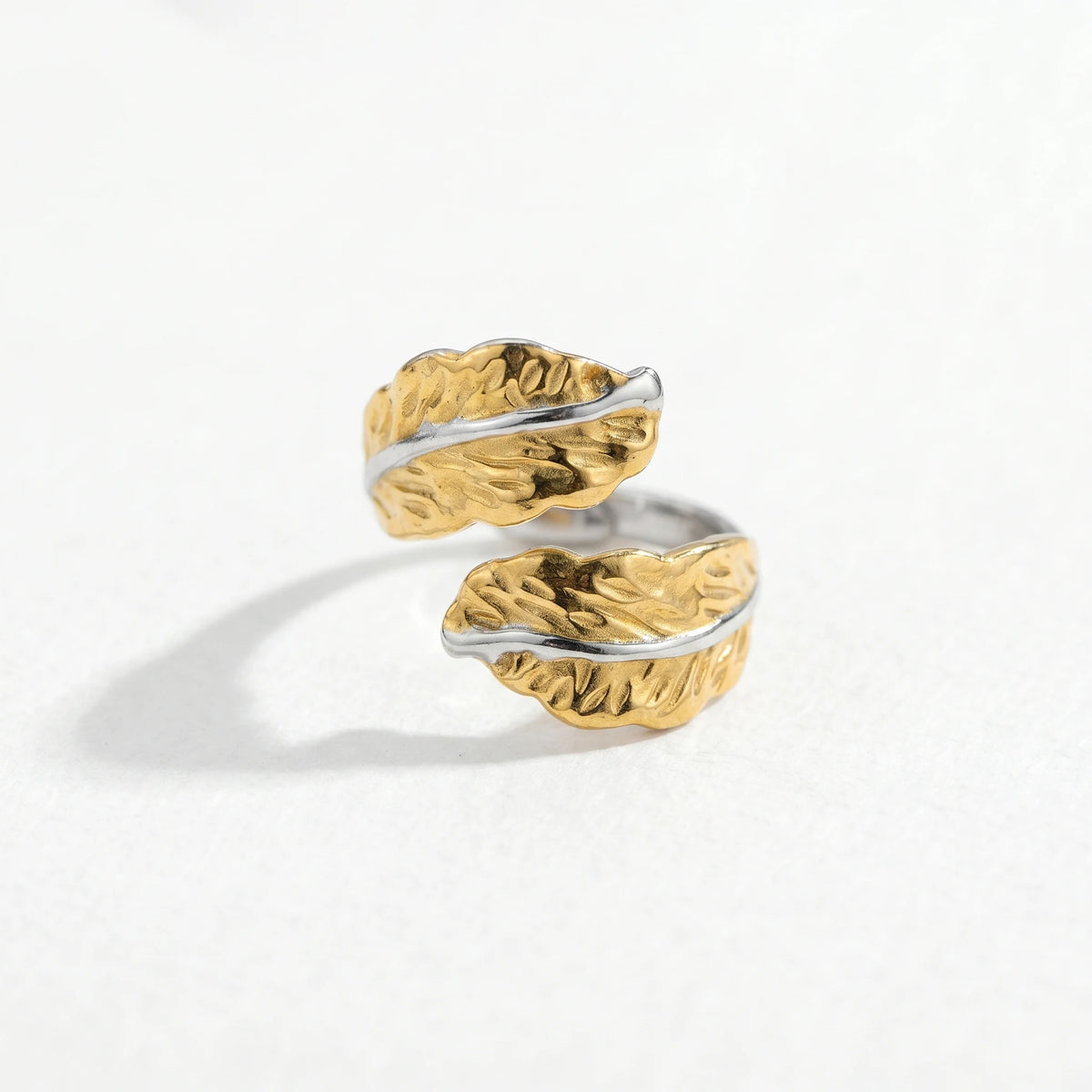 QIAOREN 12959-63 18K Gold Plated 316L Stainless Steel Two Tone Snake Star Adjustable Rings Set Tarnish Free Waterproof Jewelry