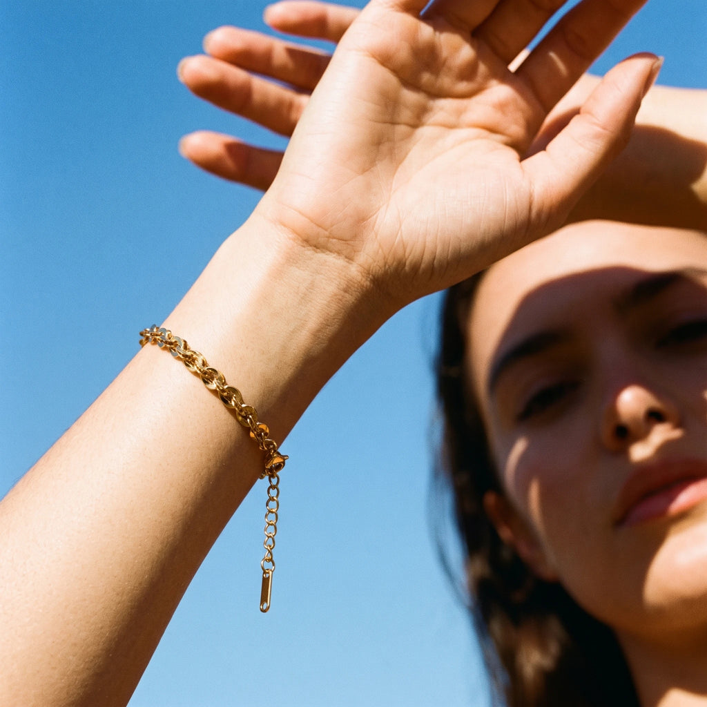 QIAOREN 13290 Gold Plated Stainless Steel Braided Chain Bracelet Layered Woven Link Bracelet Minimalist Jewelry for Women