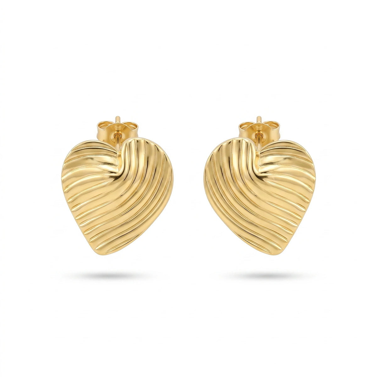 QIAOREN 13272 Gold Tone Irregular Wavy Oval Stud Earrings Smooth Polished Twisted Fluid Shape Click Back Studs Abstract