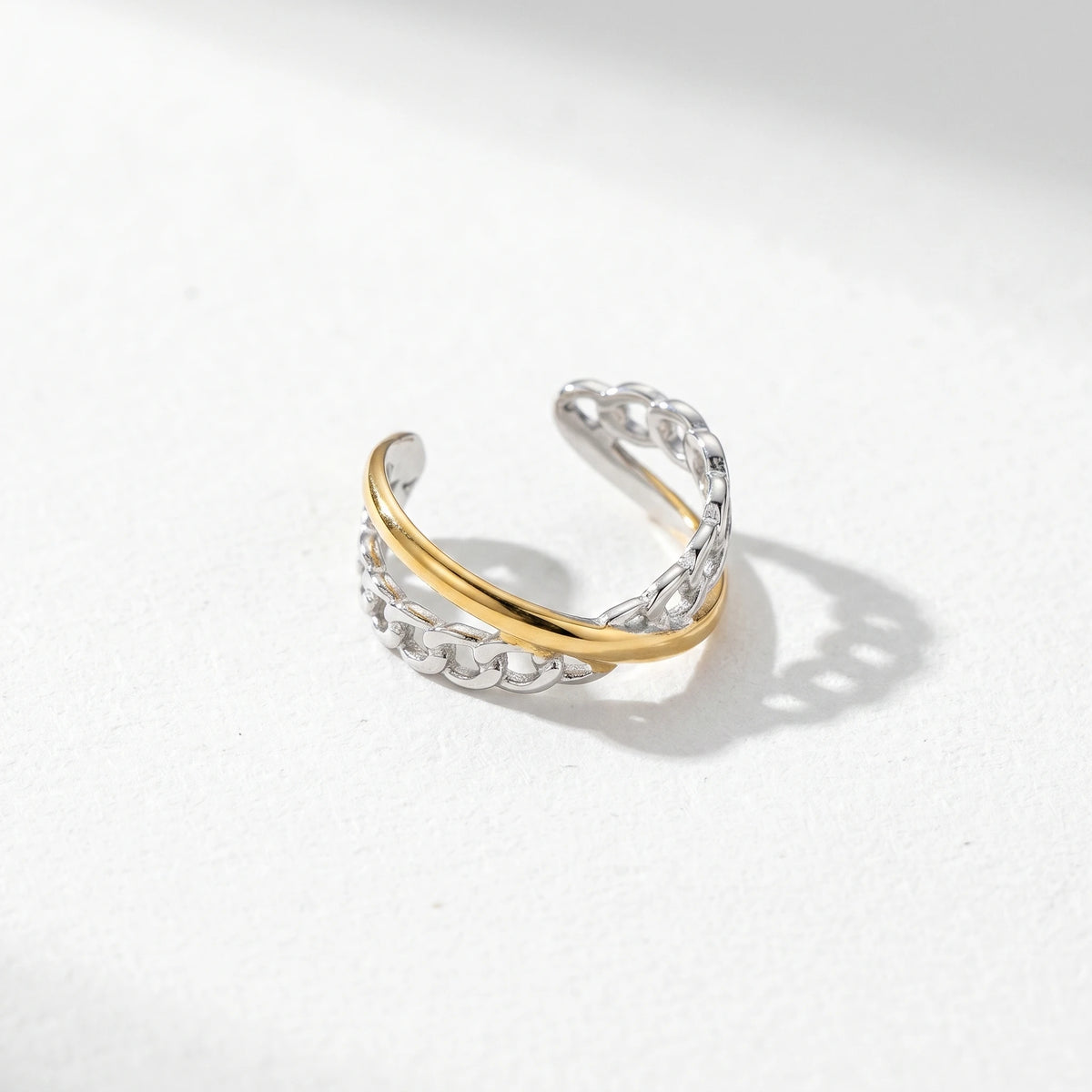 QIAOREN 13031-35 Gold Silver Plated Adjustable Open Stack Ring Set for Women Minimalist Geometric Statement Rings