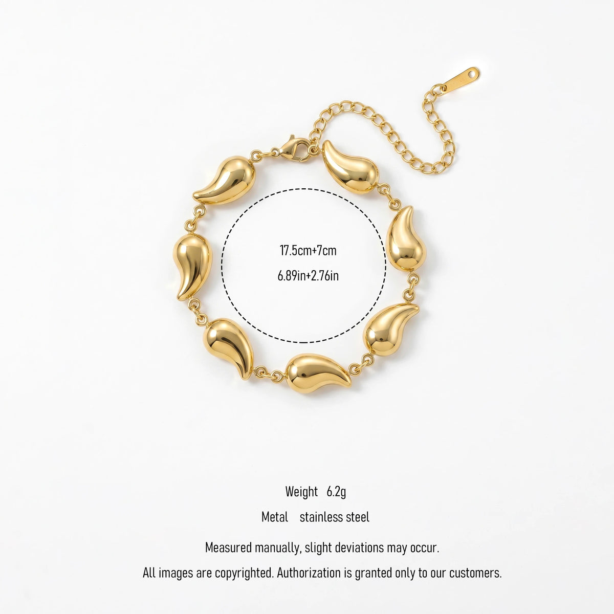 QIAOREN 12031Trend Minimal Jewelry Stainless Steel Solid Curved Horn Bead Bracelet Adjustable Extension Link Chain