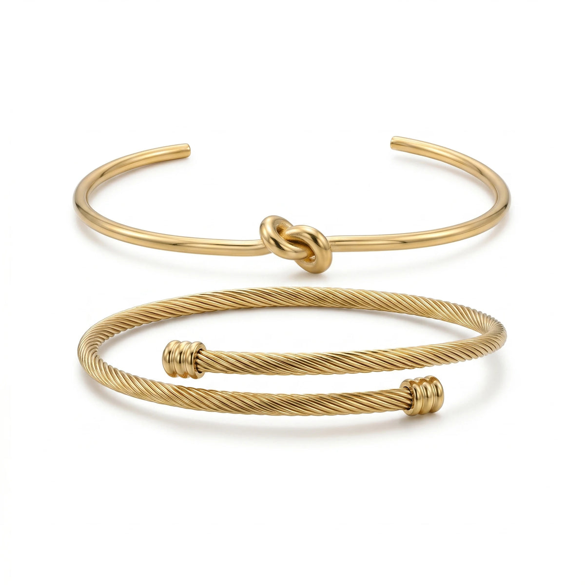 QIAOREN 12710 Boho Irregular Big Small Sculpted Flower Open Gold Bangle Stainless Steel Hollow Stackable Bracelet Wholesale