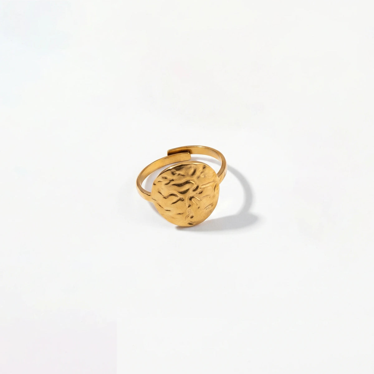 QIAOREN 10708 TRUST GOD Engraved Gold Ring Set - 5Pcs Hypoallergenic Stainless Steel Open Rings