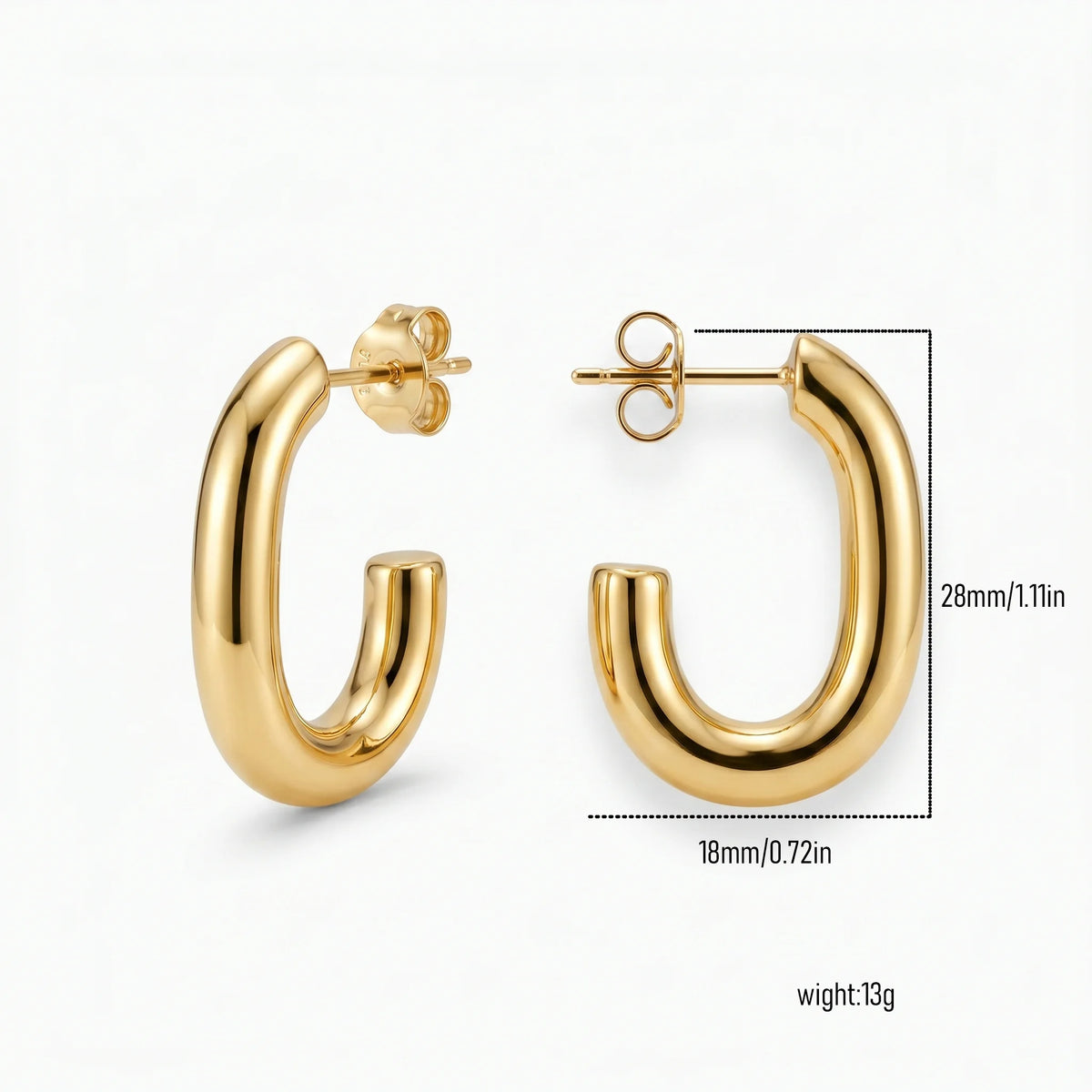 QIAOREN New  18K Gold Plated Stainless Steel Women Zircon  Hoop Earrings Set Fashion Jewelry Clip Stud Earrings