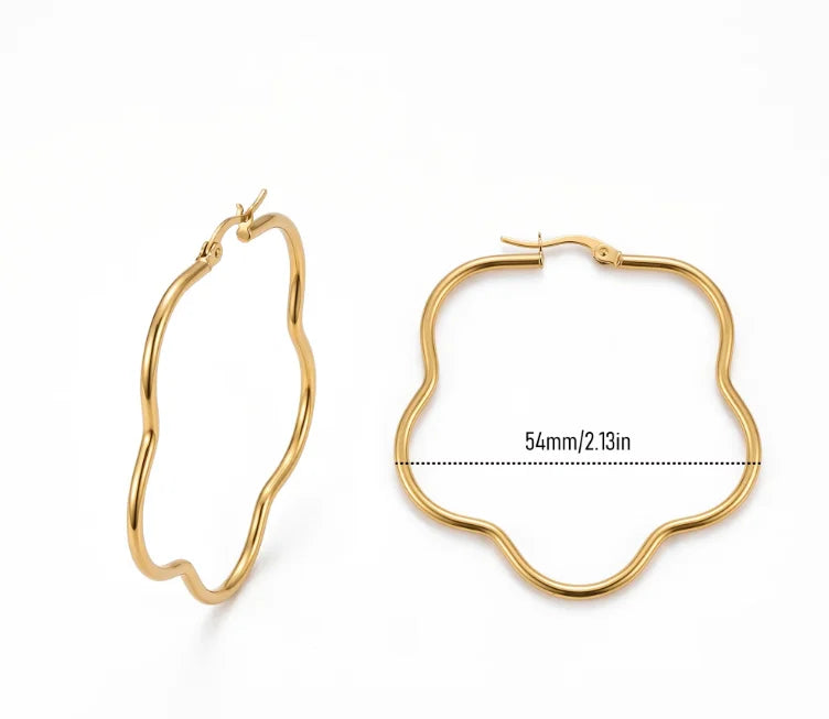 QIAOREN New  18K Gold Plated Stainless Steel Women Zircon  Hoop Earrings Set Fashion Jewelry Clip Stud Earrings