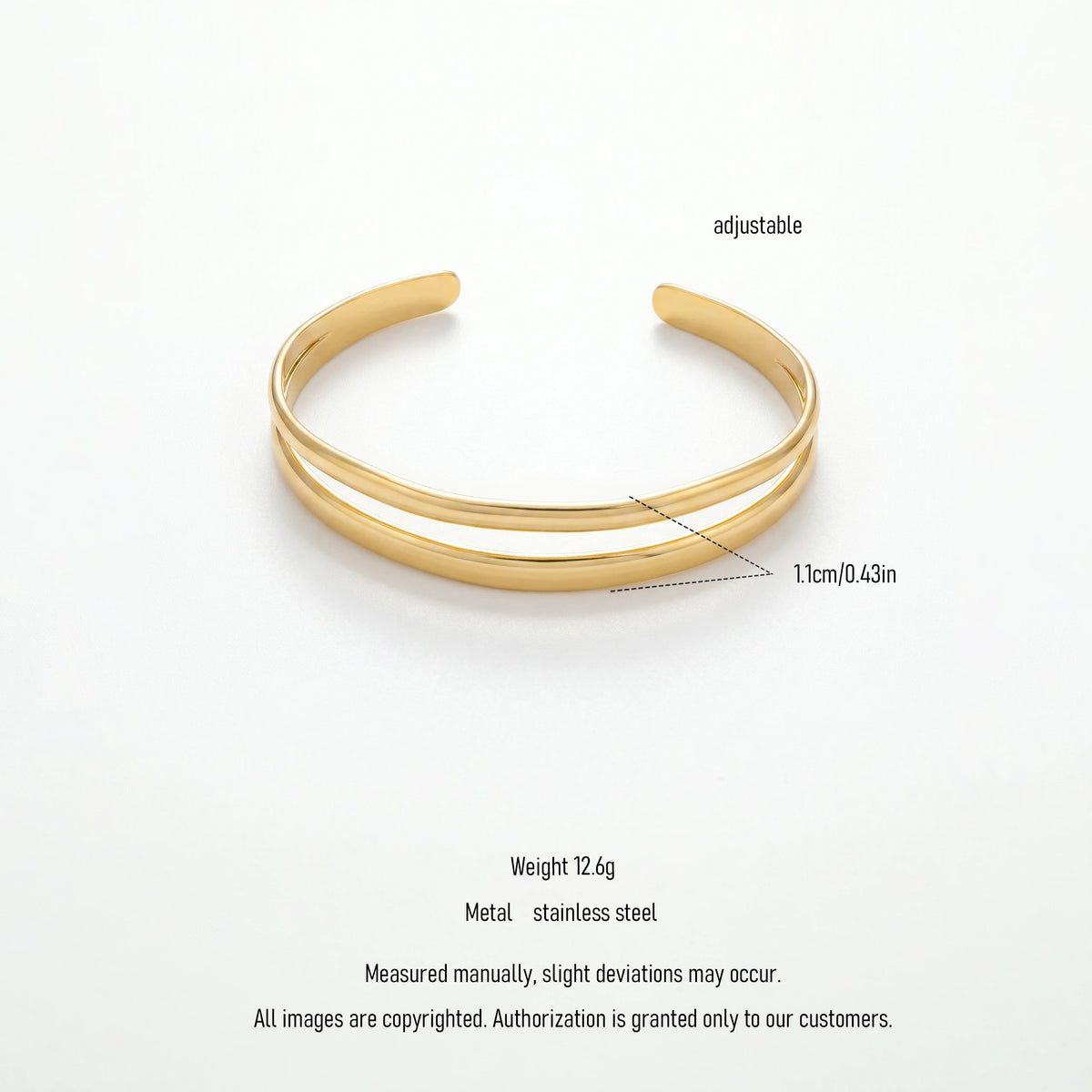 QIAOREN SKU9352 Gold Plated Adjustable Opening Butterfly Cuff Bracelet Fashion Body Jewelry for Women Gift