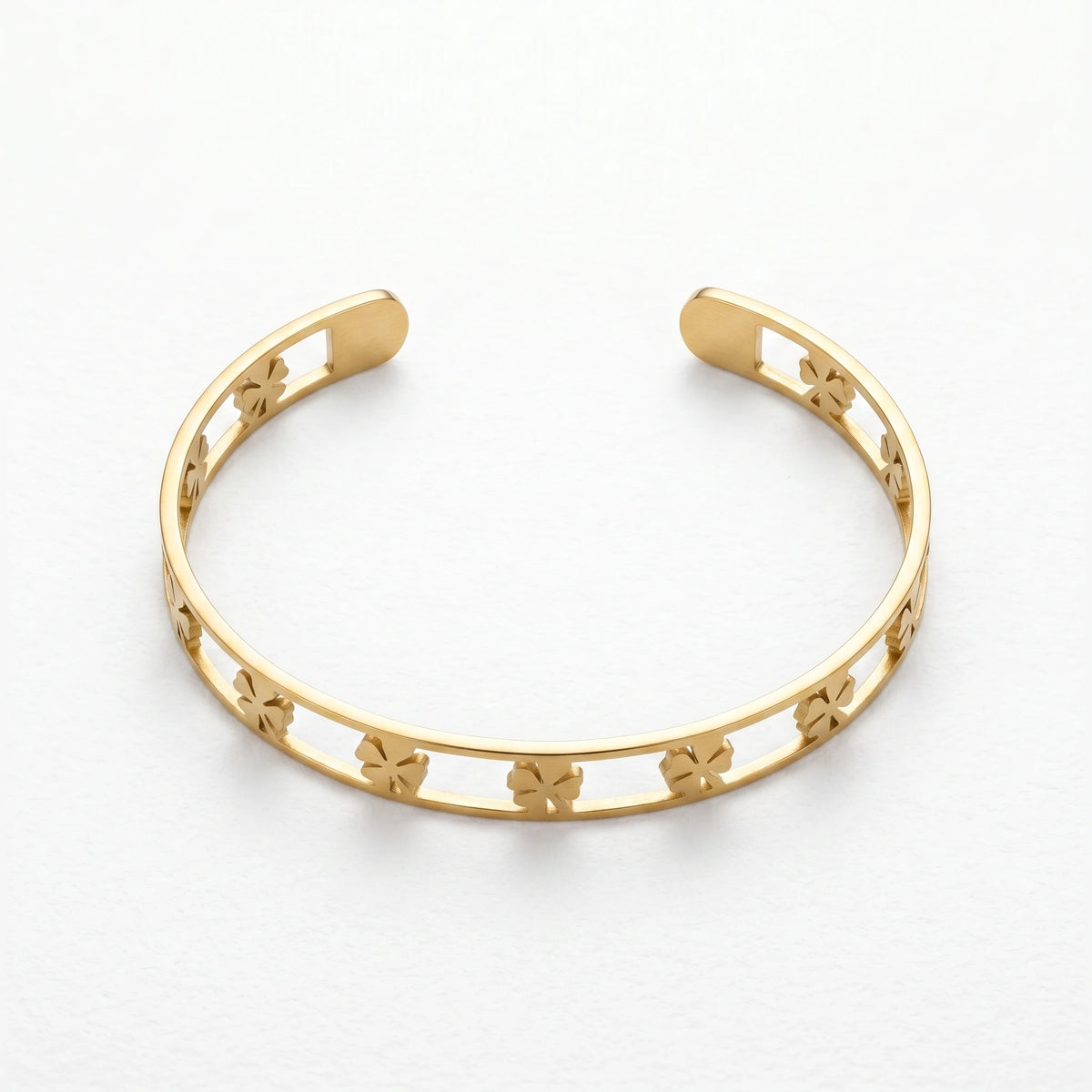 QIAOREN 12710 Boho Irregular Big Small Sculpted Flower Open Gold Bangle Stainless Steel Hollow Stackable Bracelet Wholesale