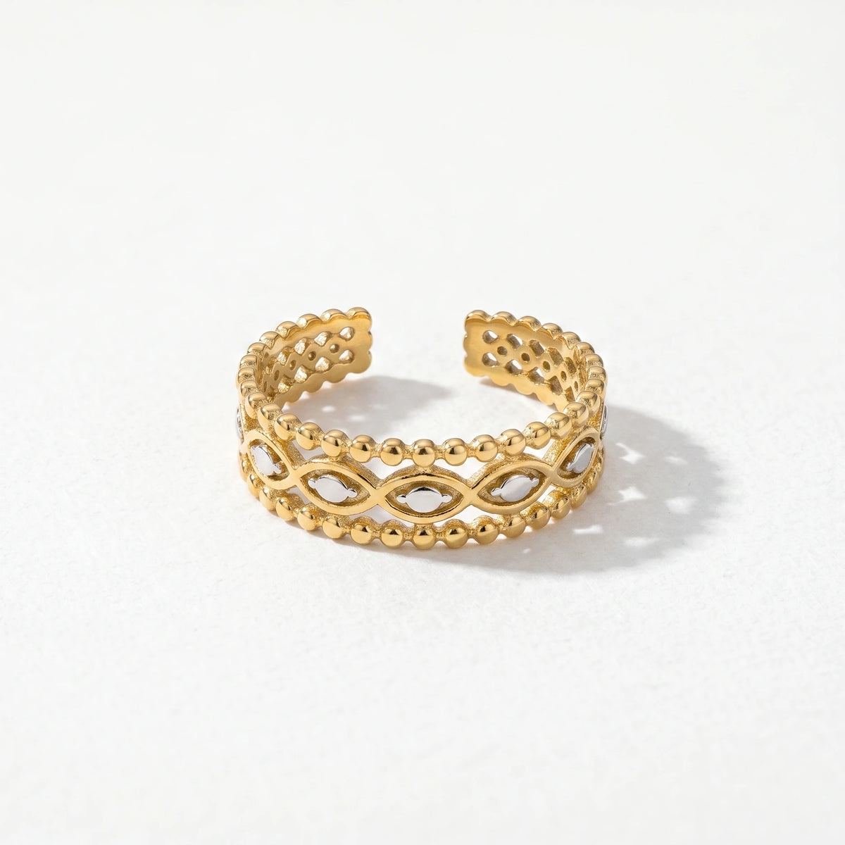 QIAOREN Stainless Steel Adjustable Stackable Ring Set Gold Plated Colorful Enamel Fashion Open Rings for Women