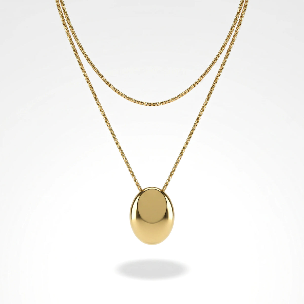 QIAOREN 13993 Beaded Cable Chain Pendant Necklace with Two Textured Fish Charms and Dangling Smooth Round Beads