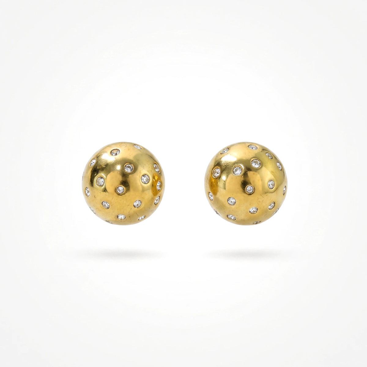 QIAOREN 12263 Waterproof Tarnish Free Gold Dome Earrings Stainless Steel Gypsy Set Sparkling CZ Dotted Ball Studs Jewelry US EU