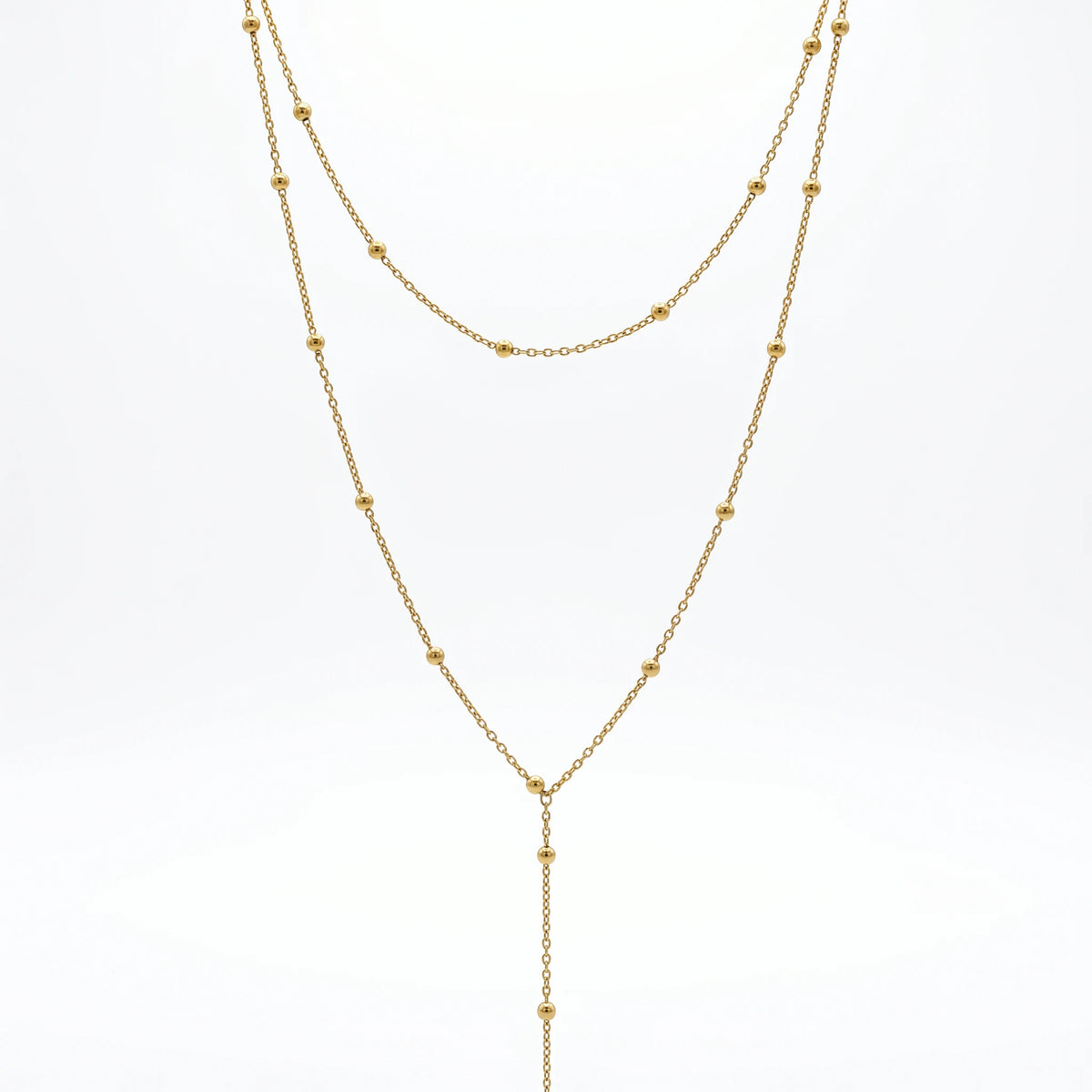 QIAOREN 10546 Trendy Geometric Link Chain Necklace 18K Gold Plated Stainless Steel Waterproof Tarnish Free Women's Jewelry