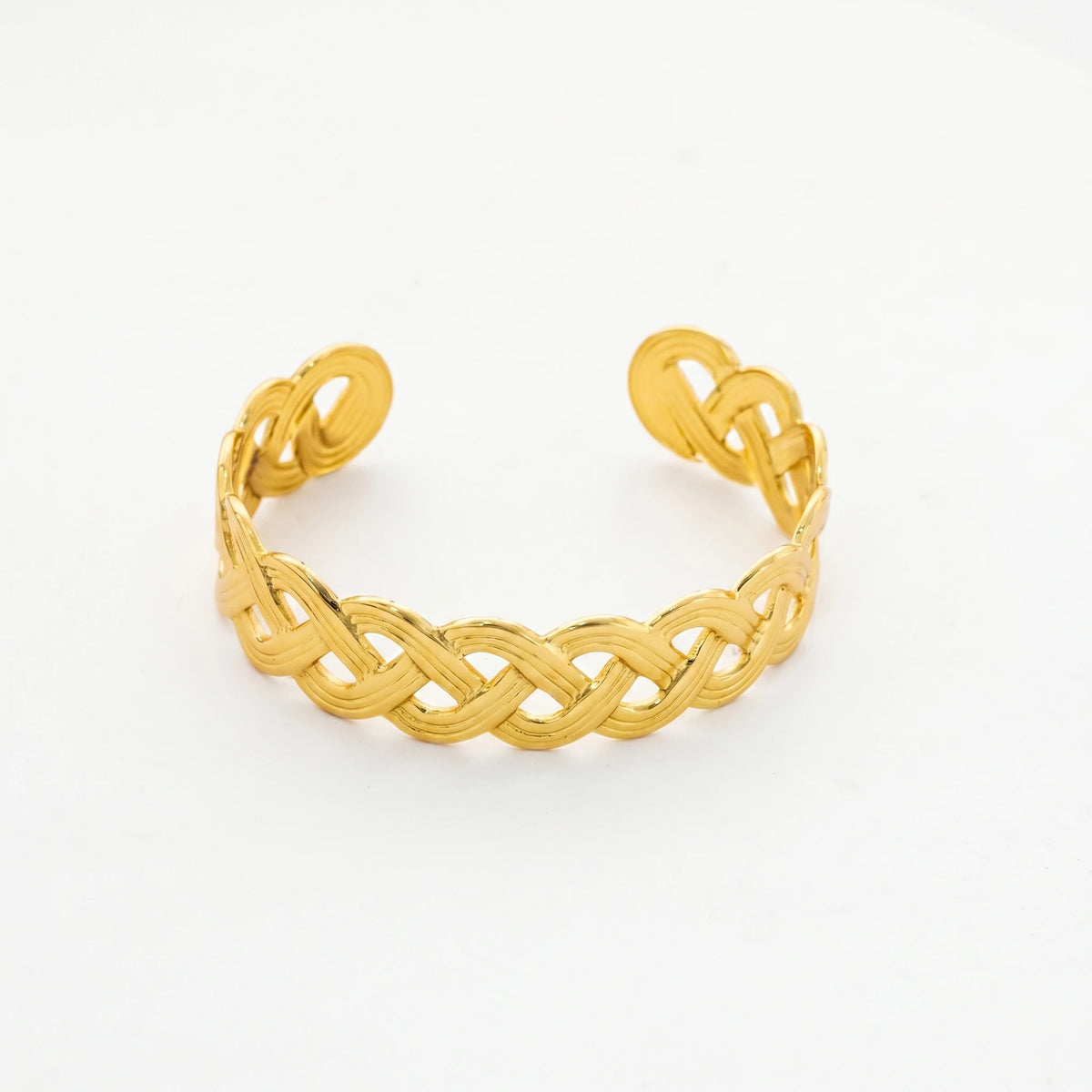 QIAOREN 12710 Boho Irregular Big Small Sculpted Flower Open Gold Bangle Stainless Steel Hollow Stackable Bracelet Wholesale