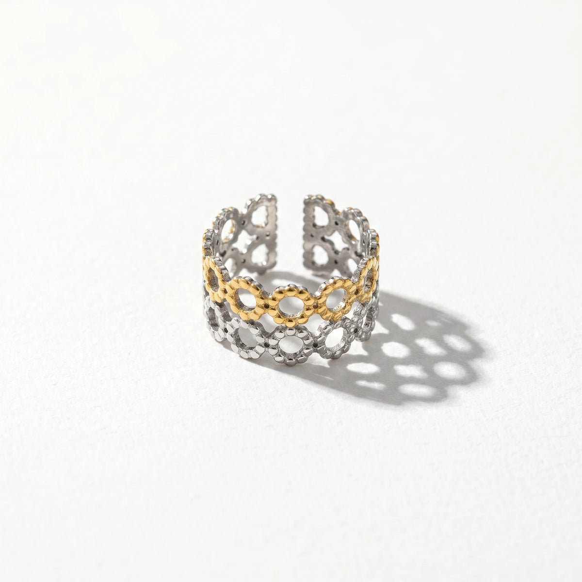 QIAOREN 13010-15 Gold Silver Plated Adjustable Open Stack Ring Set for Women Minimalist Geometric Statement Rings