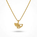 QIAOREN 13714 Snake Chain Pendant Necklace with Matte Hollow Double Ginkgo Leaf Charms, Textured Vintage Gold Collar Jewelry