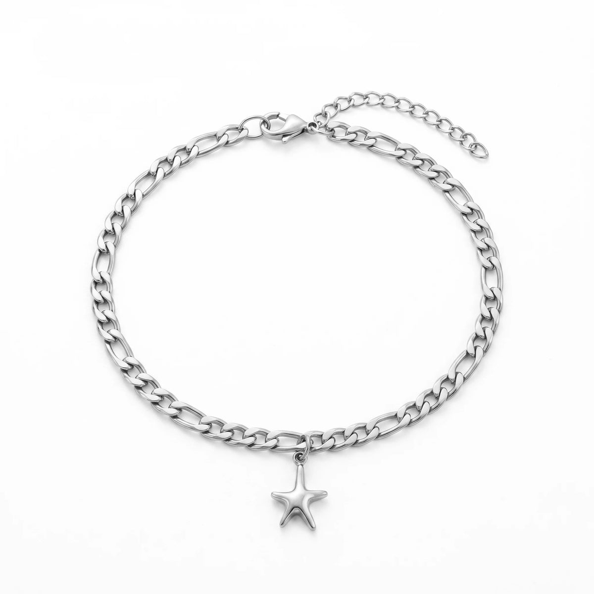 QIAOREN 11091 Stainless Steel Starfish Anklet Gold Chain Beach Style Waterproof Summer Foot Jewelry for Women Gift