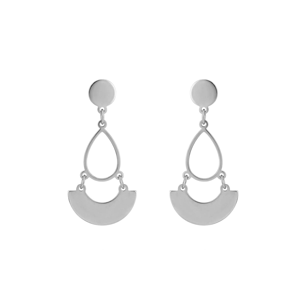 QIAOREN11862 Trendy Boho Geometric Teardrop Semi-Circle Dangle Earrings Stainless Steel Gold Layered Drop Jewelry for Women US