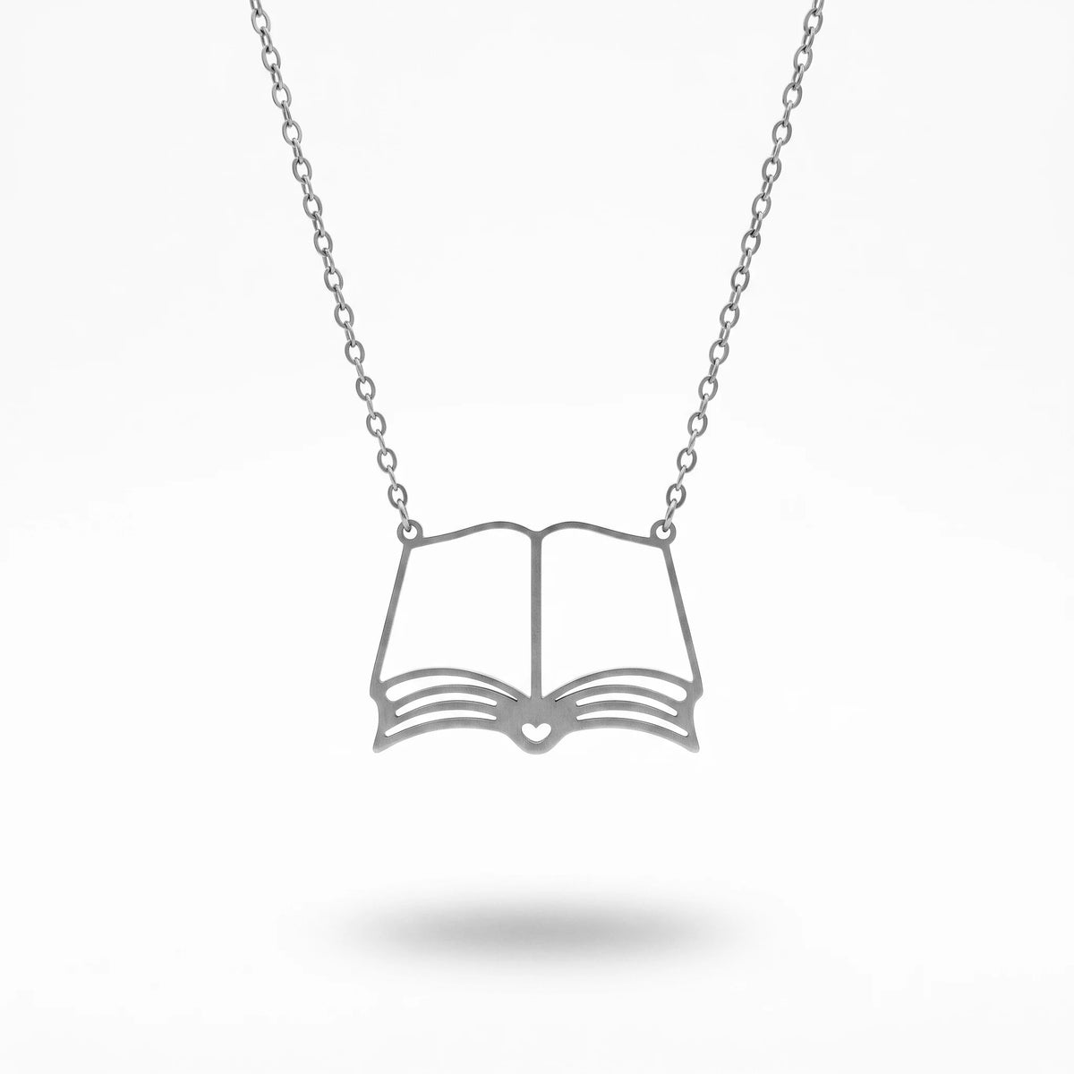 QIAOREN 10806 Hypoallergenic Gold Plated Stainless Steel Open Book Charm Necklace Unisex Dainty Trendy Everyday Bookish Jewelry